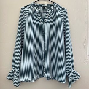 Ann Taylor Ruffle Cuff Button Down Shirt